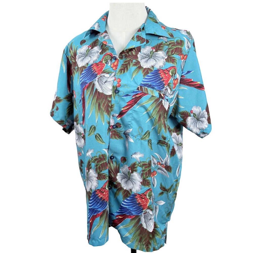 Tropical‎ M Shirt Parrot Hibiscus Hawaiian Resort Vacation Cruise Island Aloha